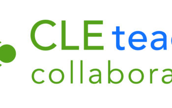 Diamond-shaped logo on its point made up of four squares- one purple, one blue, one yellow, and one green. CLETeaching Collaborative written to the right.
