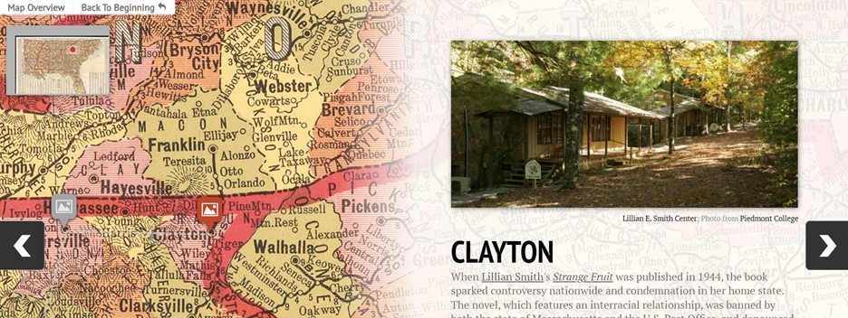 Figure 7: A slide from the Southern Literary Trail story map produced by the New Georgia Encyclopedia.